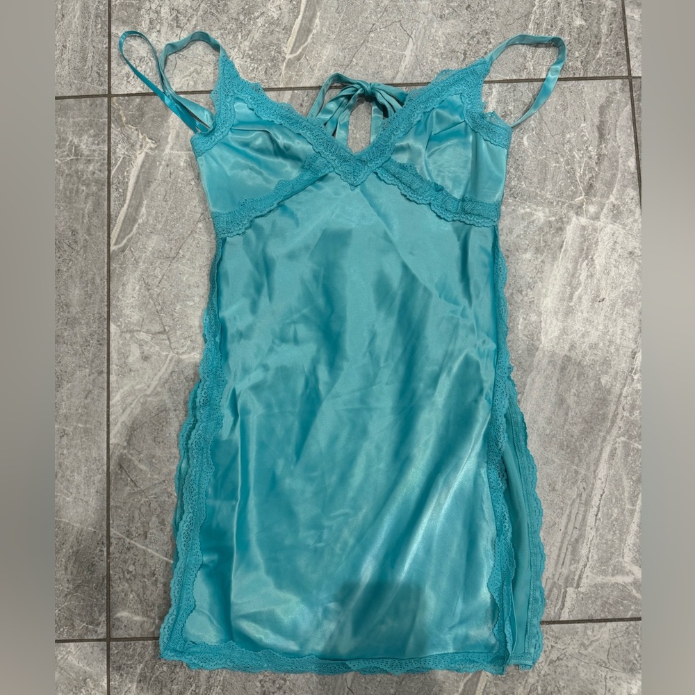 Fashionnova Teal Silk slip
